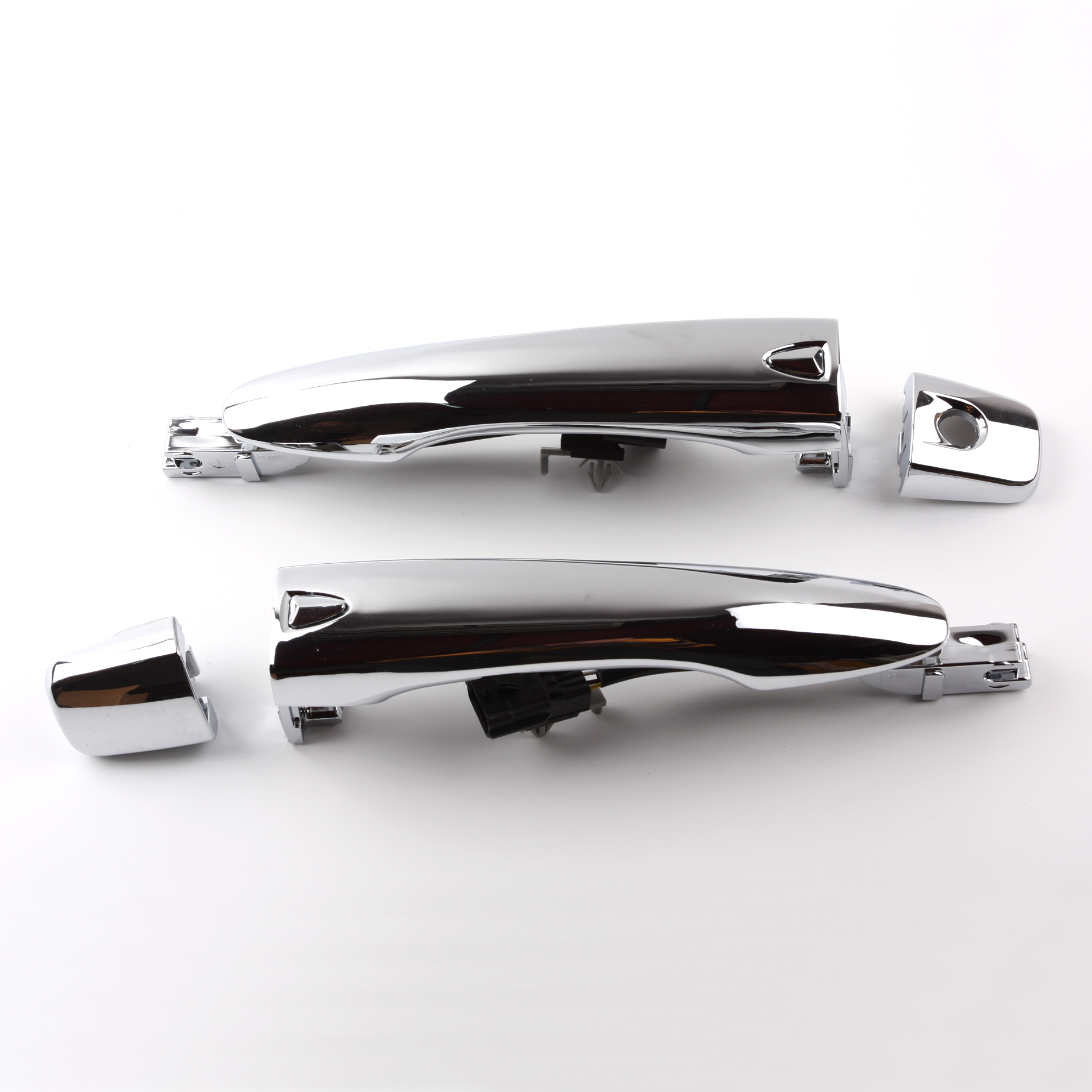 Front Left Driver Outside Door Handles Pair Right Passenger Black w// Chrome