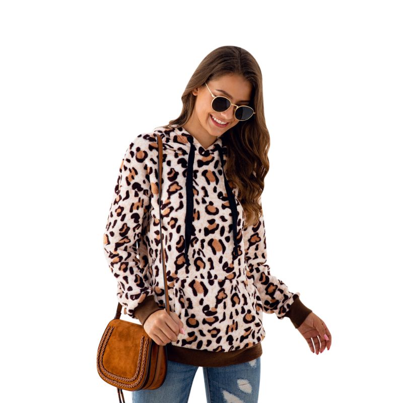 Leopard Print Fleece Hoodie | eBay