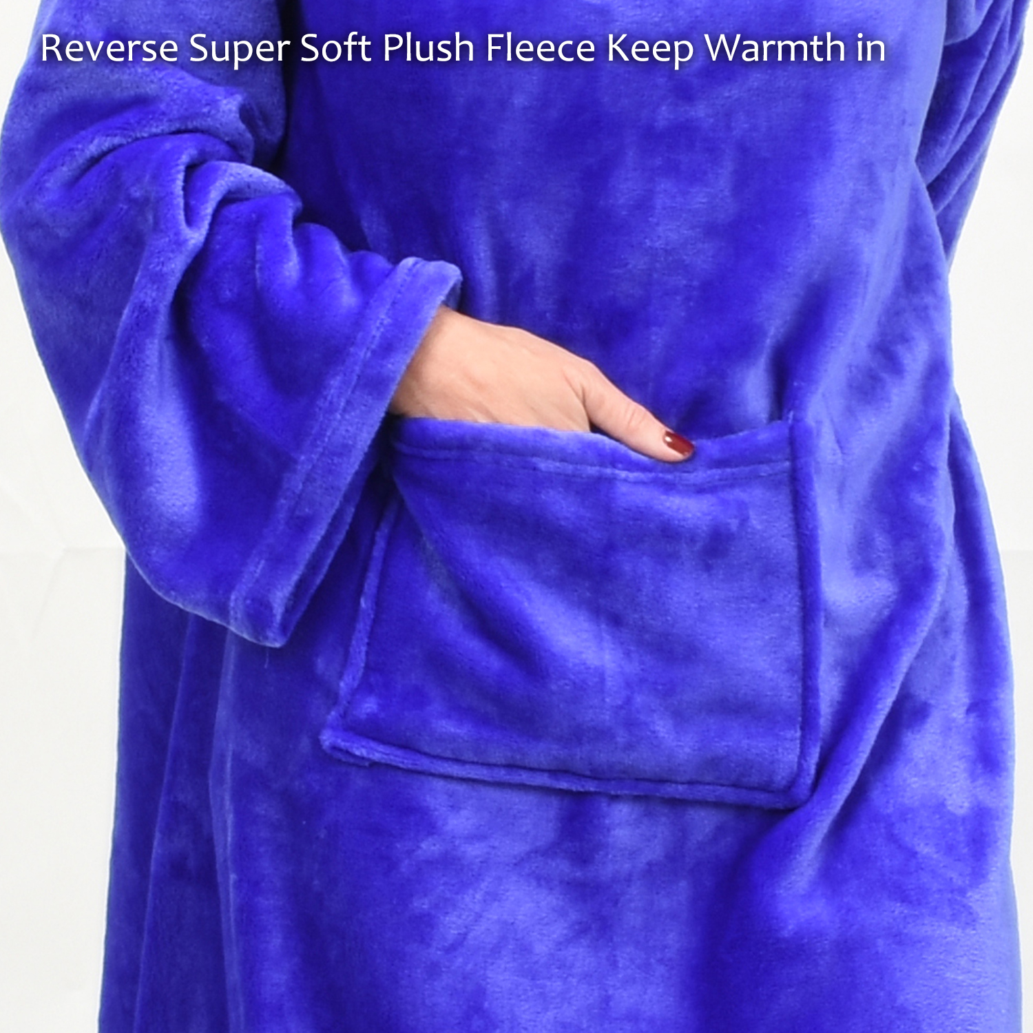 Fleece Soft Throw Blanket with Sleeves and Front Pocket Robe Wearable TV Blanket - Picture 25 of 54