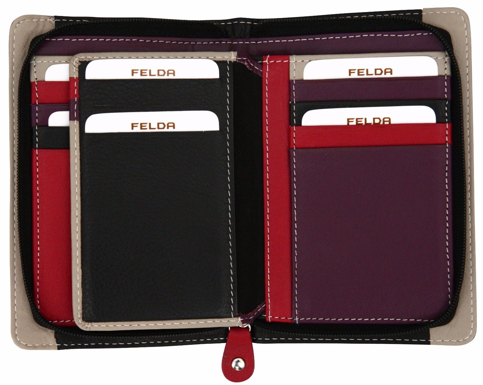 RFID Genuine Leather Slim Ladies Soft Purse Wallet Womens Multi Colour