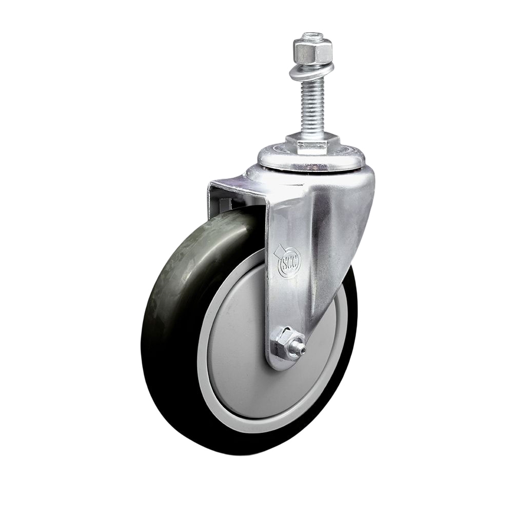 5" Swivel Caster with 10mm Threaded Stem and Black Polyurethane Wheel - 350 lbs. Capacity - Service Caster Brand — photo 1