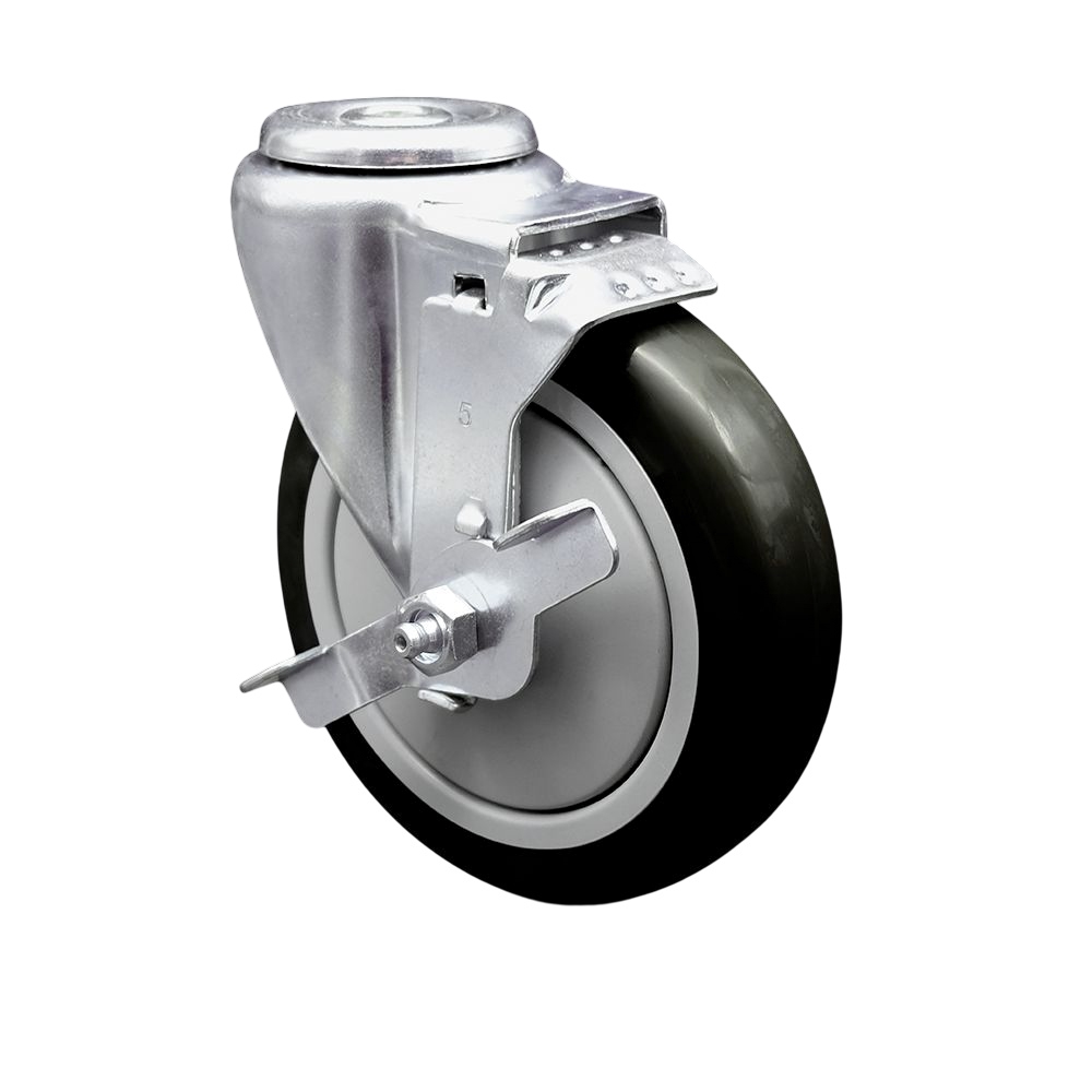 5" Swivel Caster with 1/2" Bolt Hole and Black Polyurethane Wheel - 350 lbs Capacity - Service Caster Brand — photo 1