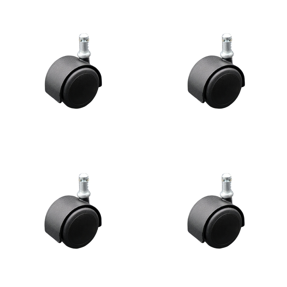 2 Inch Office Chair Stem Casters Set of 4 - Flat Black Hooded Soft Urethane Twin Wheel with 7/16 Inch by 7/8 Inch Grip Ring Stem Casters - 300 lbs. Total Capacity - Service Caster Brand — photo 1