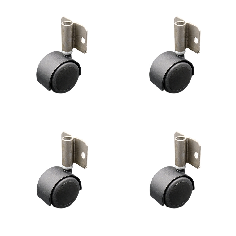 2 Inch Swivel Caster Wheels for Furniture - Urethane Flat Black Hooded Twin Wheel with Side Mount Bracket - 300 lbs. Total Capacity - Set of 4 - Service Caster Brand — photo 1