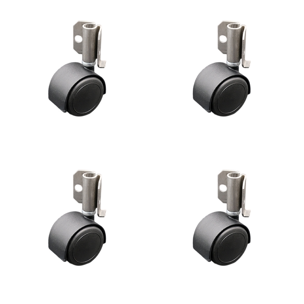 2 Inch Swivel Caster Wheels for Furniture - Urethane Flat Black Hooded Twin Wheel with Corner Mount Bracket - 300 lbs. Total Capacity - Set of 4 - Service Caster Brand — photo 1