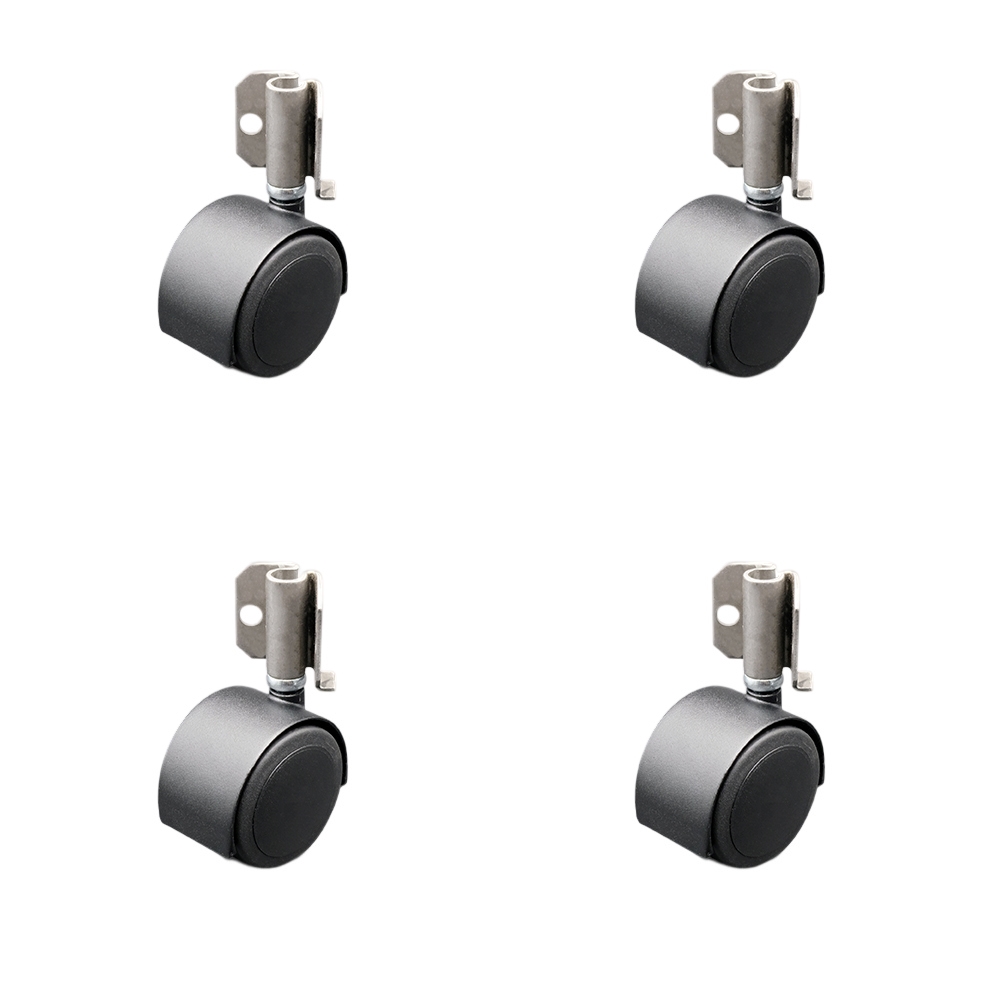 2-3/8 Inch Swivel Caster Wheels for Furniture - Urethane Flat Black Hooded Twin Wheel with Corner Mount Bracket - 400 lbs. Total Capacity - Set of 4 - Service Caster Brand — photo 1