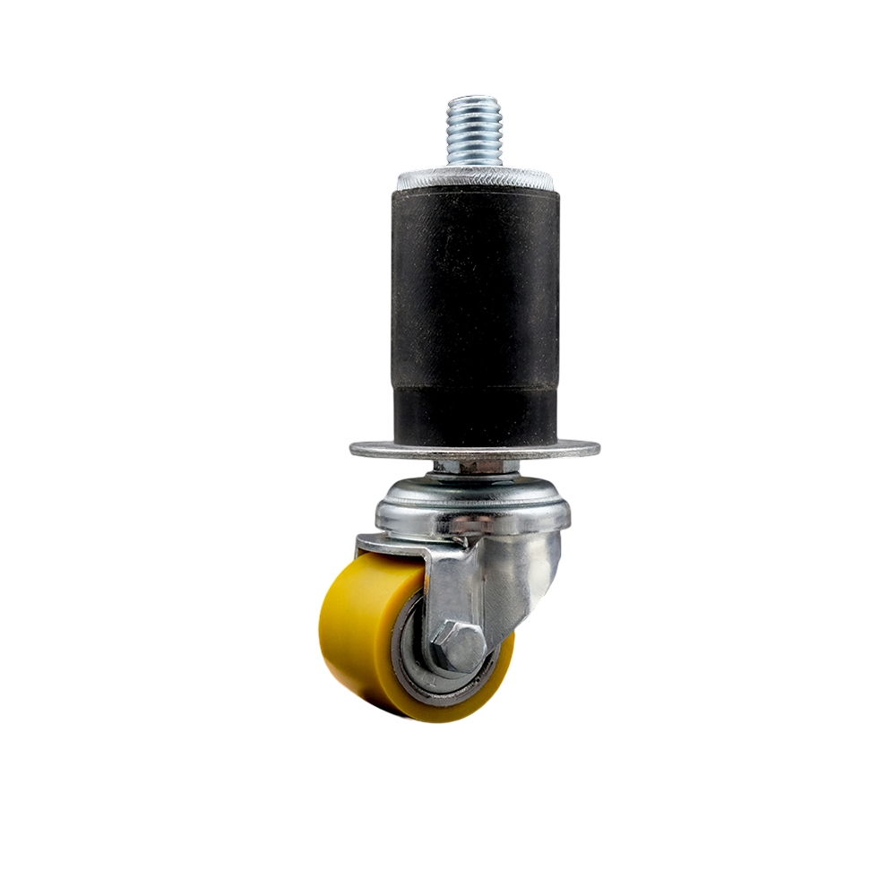 Low Profile Polyurethane Swivel Expanding Adapter Stem Caster w/35mm x 27mm Yellow Wheel and 1-1/2" Stem - 220 lbs Capacity/Caster - Service Caster Brand — photo 1