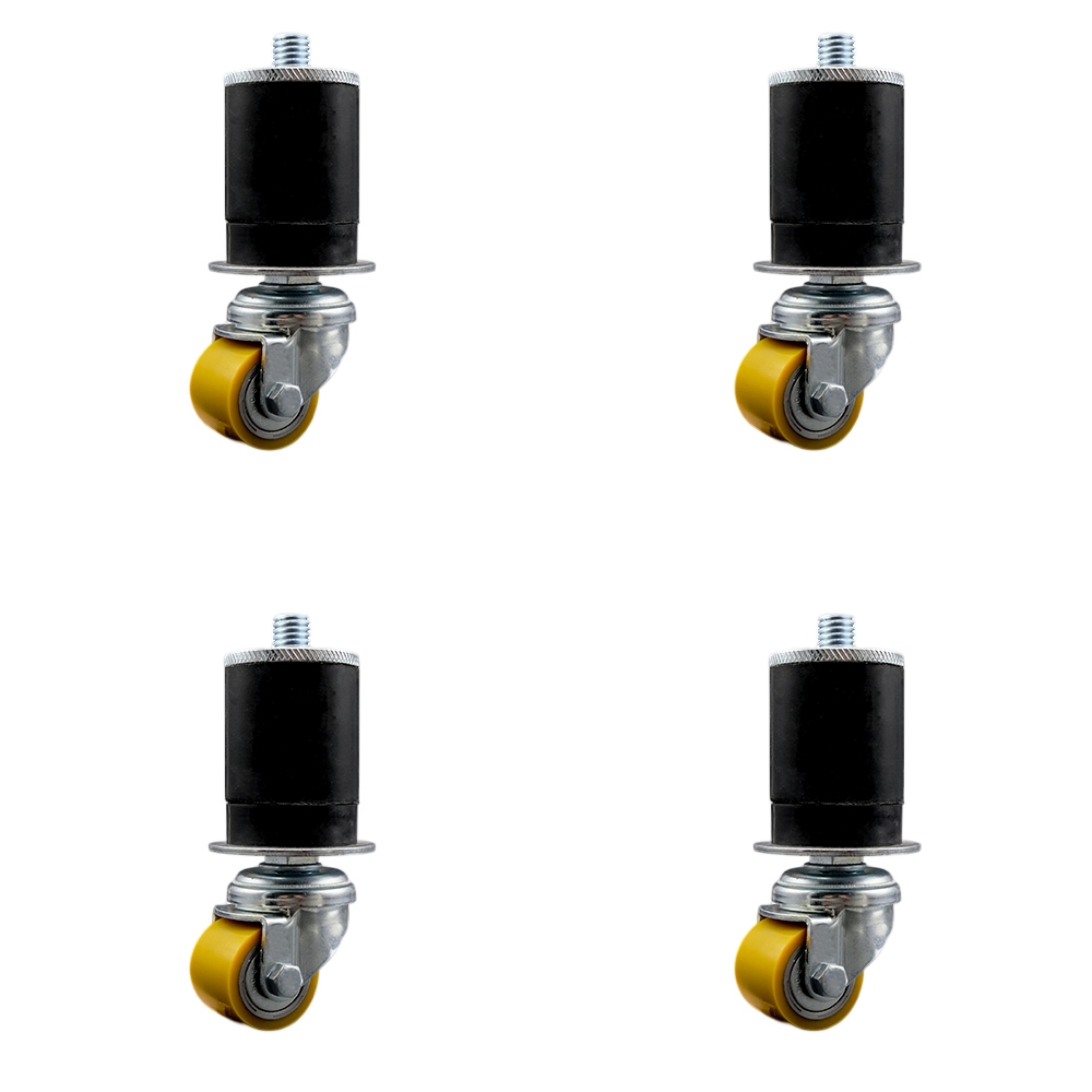 Low Profile Polyurethane Swivel Expanding Adapter Stem Caster Set of 4 w/35mm x 27mm Yellow Wheels and 1-3/4" Stem - 880 lbs Total Capacity - Service Caster Brand — photo 1