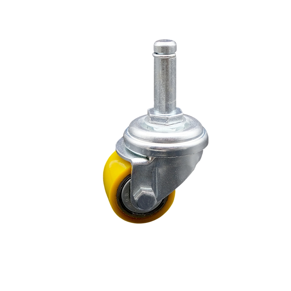 Low Profile Polyurethane Swivel Grip Ring Stem Caster w/35mm x 27mm Yellow Wheel and 7/8" Stem - 220 lbs Capacity/Caster - Service Caster Brand — photo 1