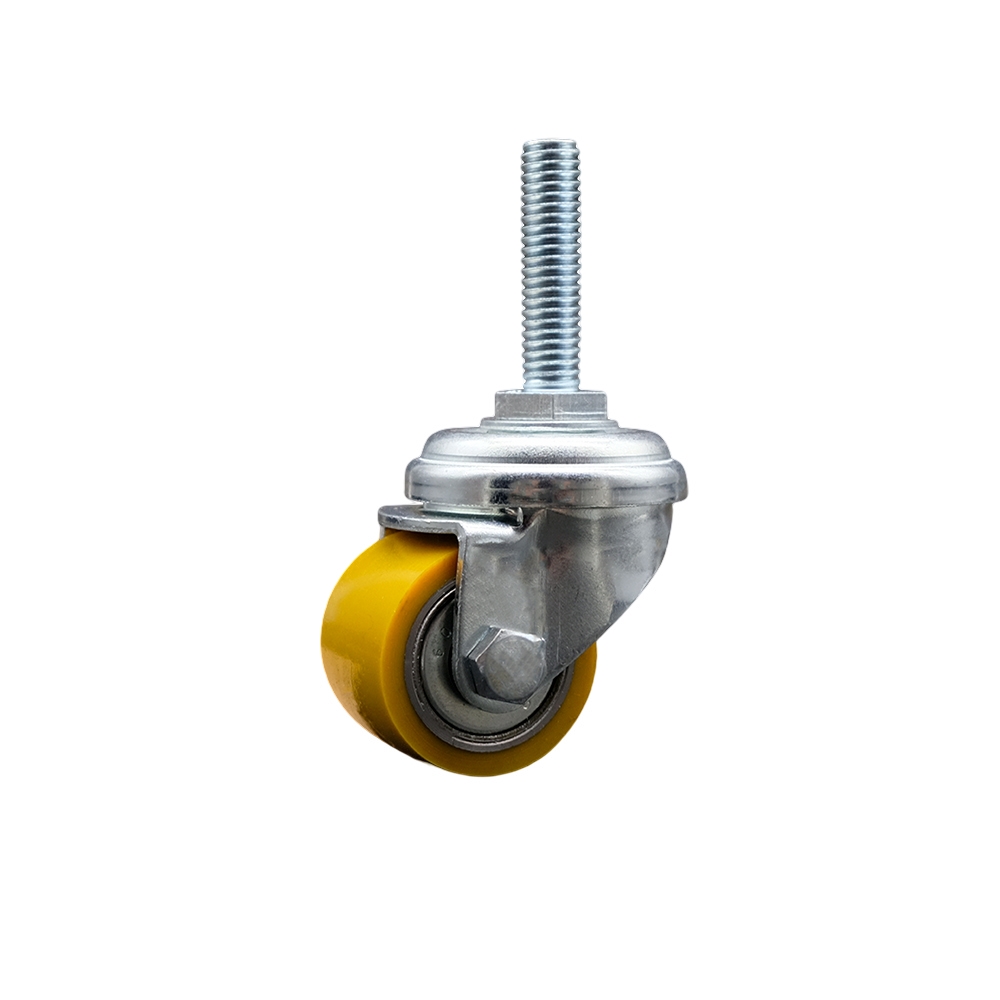 Low Profile Polyurethane Swivel Threaded Stem Caster w/35mm x 27mm Yellow Wheel and 5/16" Stem - 220 lbs Capacity/Caster - Service Caster Brand — photo 1