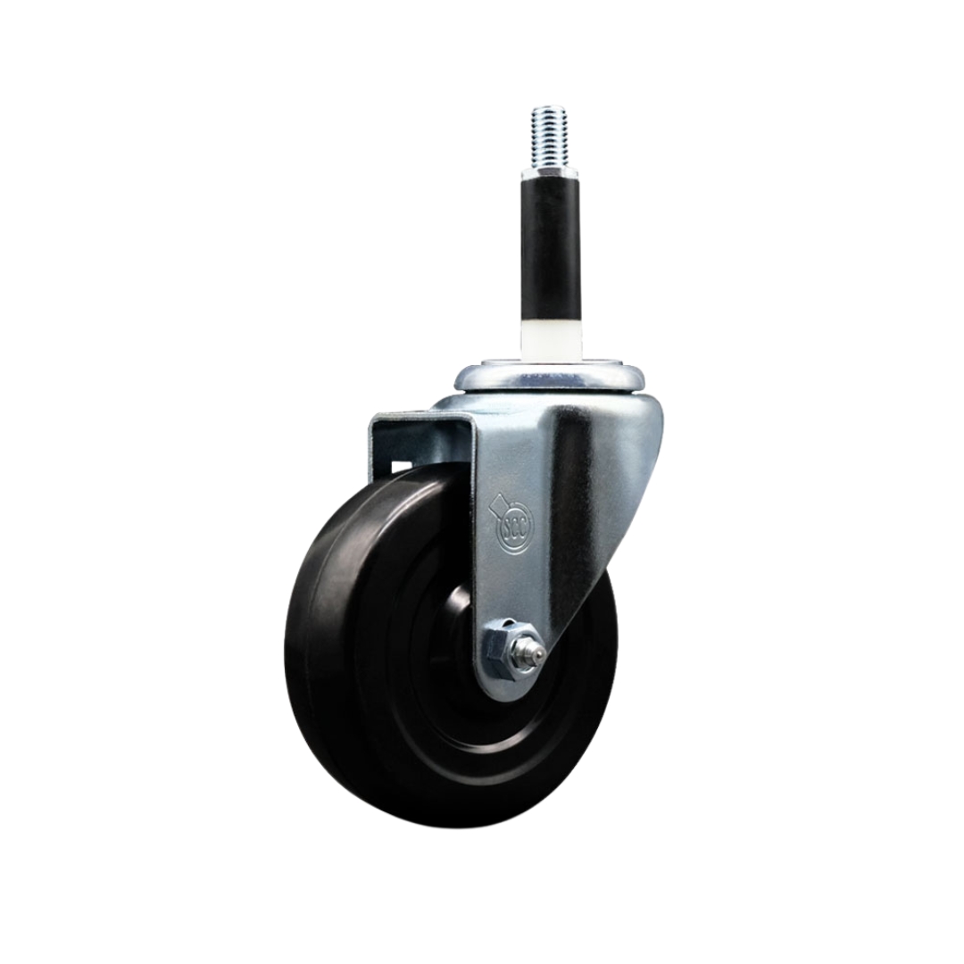 Hard Rubber Swivel Expanding Stem Caster w/4" x 1.25" Black Wheel and 7/8" Stem - 300 lbs Capacity/Caster - Service Caster Brand — photo 1