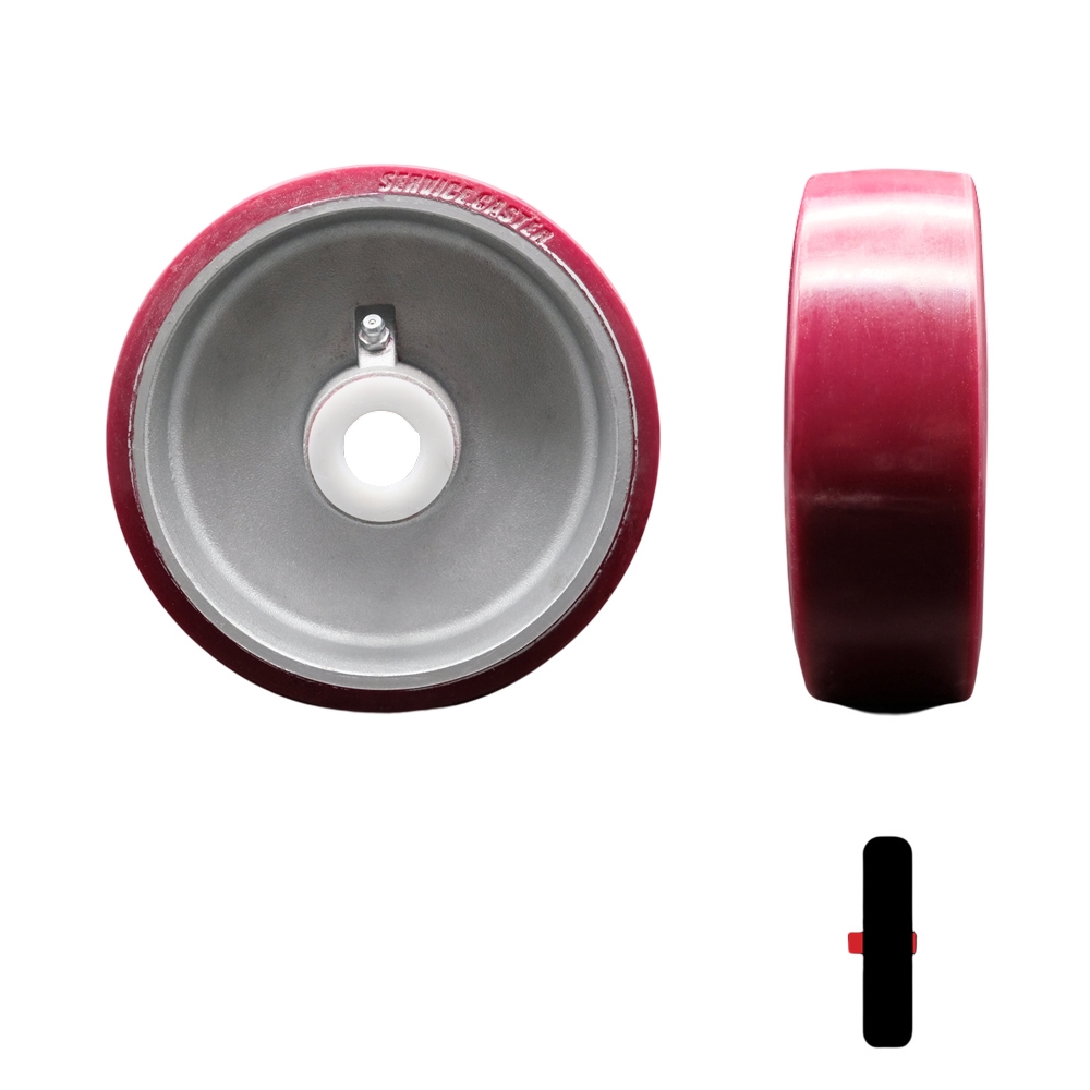 6” x 2” Replacement Wheel Only for Cheney Vertical Platform Lift - Polyurethane Tread on Aluminum Core Wheel with 3/4” Delrin Bearings – 1,200 lbs. Capacity per Wheel – Service Caster Brand — photo 1
