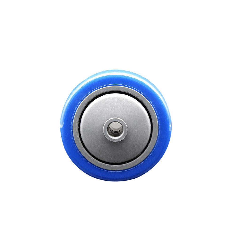 3” x 1.25” Blue Polyurethane on Gray Polyolefin Wheel Only with Precision Ball Bearing - 3/8” Bore - Non Marking/Non Marring - 300 lbs Capacity per Wheel - Service Caster Brand — photo 1