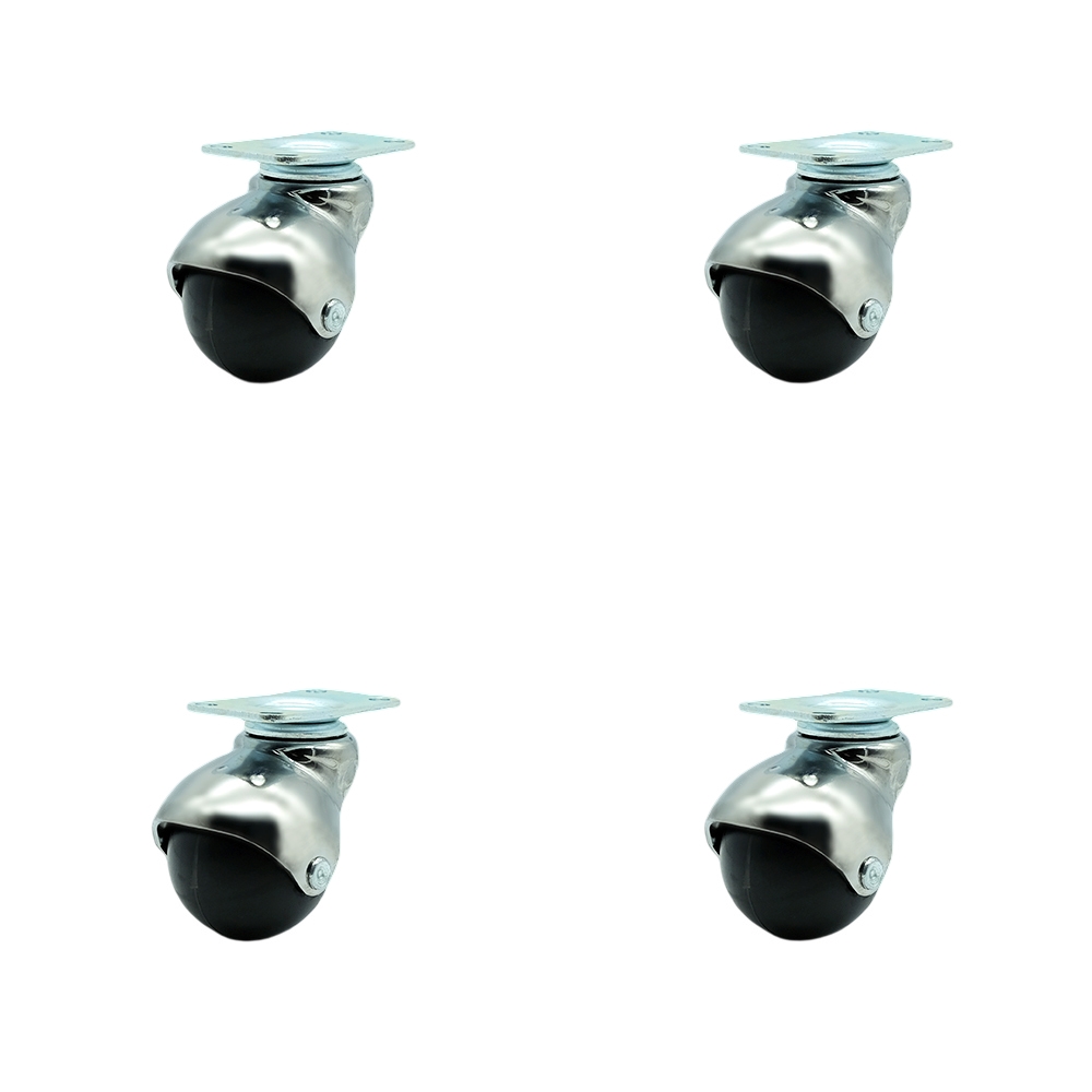 2 Inch Swivel Ball Caster Wheels for Furniture - Bright Chrome Hooded Casters with Top Plate – Casters for Coffee Tables and Ottomans - 300 lbs. Total Capacity - Set of 4 – Service Caster Brand — photo 1