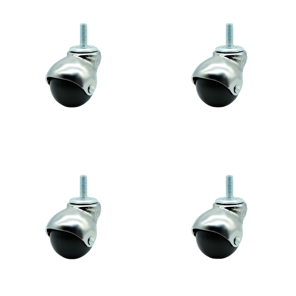 2 Inch Swivel Ball Caster Wheels for Furniture - Bright Chrome Hooded Stem Casters with 3/8 Threaded Stem - 300 lbs. Total Capacity - Set of 4 – Service Caster Brand — photo 1