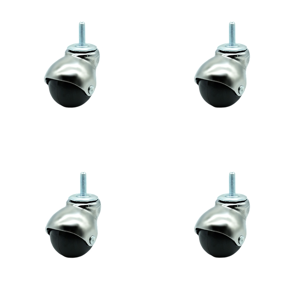 2 Inch Swivel Ball Caster Wheels for Furniture - Bright Chrome Hooded Stem Casters with 5/16 Threaded Stem - 300 lbs. Total Capacity - Set of 4 – Service Caster Brand — photo 1