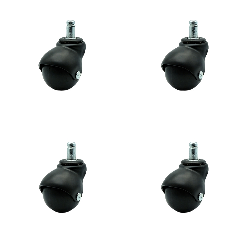 2 Inch Swivel Ball Caster Wheels for Furniture - Flat Black Hooded Stem Casters with 7/16 Grip Ring Stem - 300 lbs. Total Capacity - Set of 4 – Service Caster Brand — photo 1