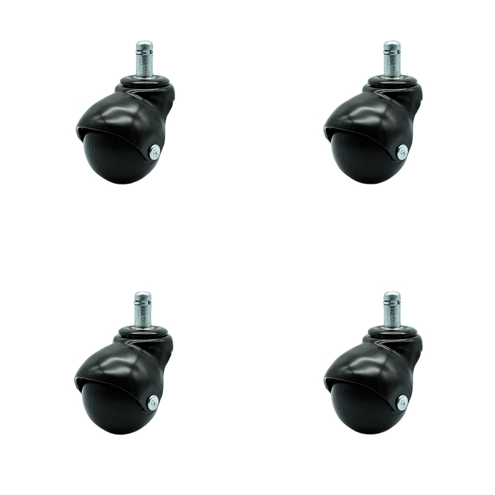 2 Inch Swivel Ball Caster Wheels for Furniture - Gloss Black Hooded Stem Casters with 7/16 Grip Ring Stem - 300 lbs. Total Capacity - Set of 4 – Service Caster Brand — photo 1