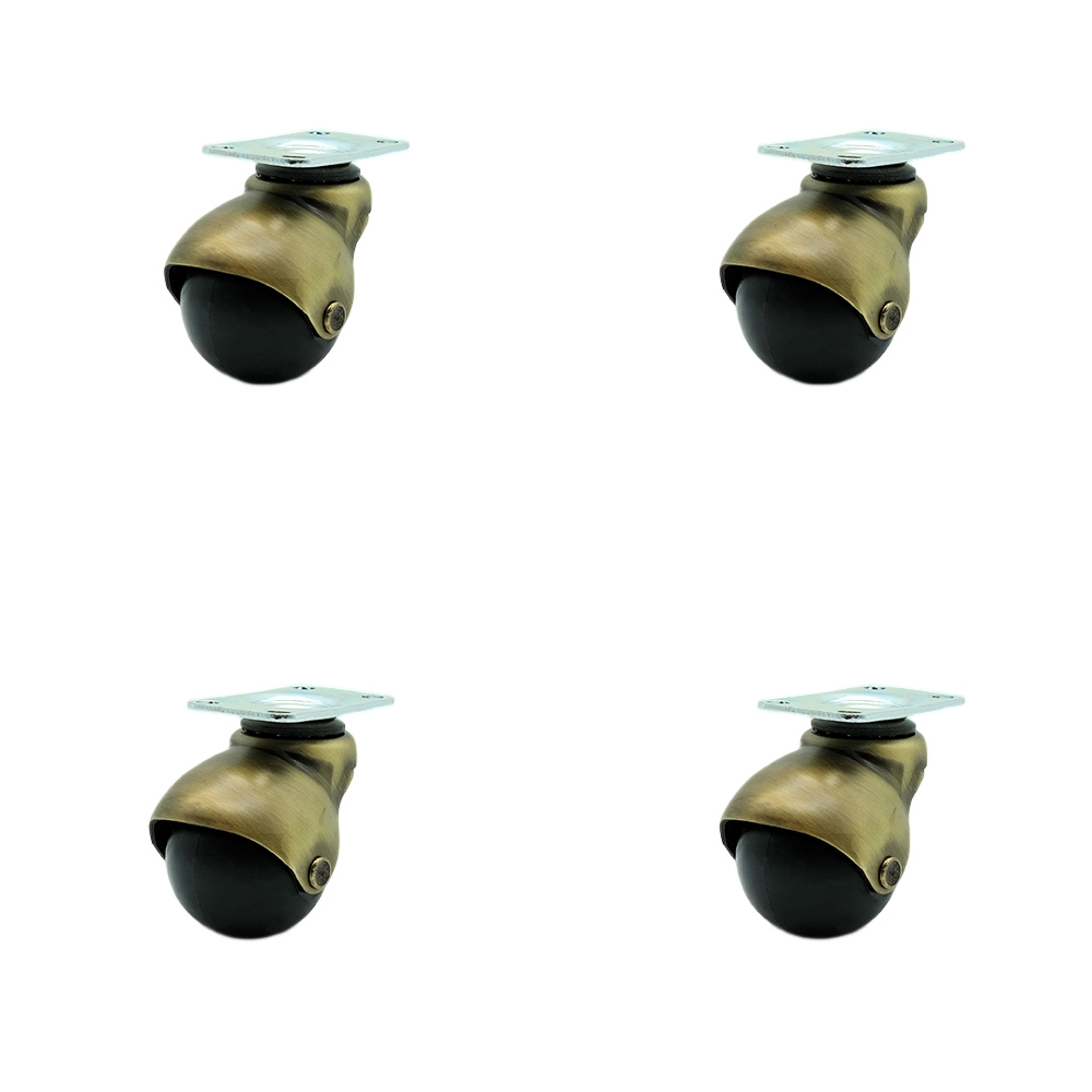 2 Inch Swivel Ball Caster Wheels for Furniture – Windsor Antique Brass Hooded Casters with Top Plate – Casters for Coffee Tables and Ottomans - 300lbs. Total Capacity - Set of 4 – Service Caster Brand — photo 1