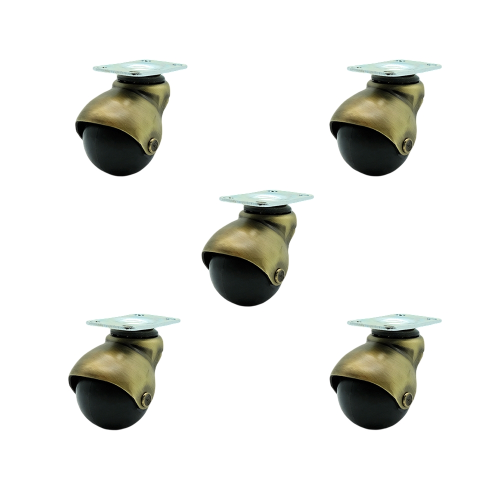 2 Inch Swivel Ball Caster Wheels for Furniture – Windsor Antique Brass Hooded Casters with Top Plate – Casters for Coffee Tables and Ottomans - 375lbs. Total Capacity - Set of 5 – Service Caster Brand — photo 1