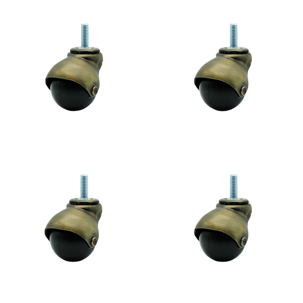 2 Inch Swivel Ball Caster Wheels for Furniture – Windsor Antique Brass Hooded Stem Casters with 3/8 Threaded Stem - 300 lbs. Total Capacity - Set of 4 – Service Caster Brand — photo 1