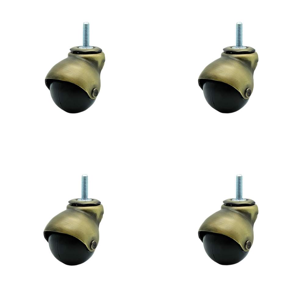 2 Inch Swivel Ball Caster Wheels for Furniture – Windsor Antique Brass Hooded Stem Casters with 5/16 Threaded Stem - 300 lbs. Total Capacity - Set of 4 – Service Caster Brand — photo 1