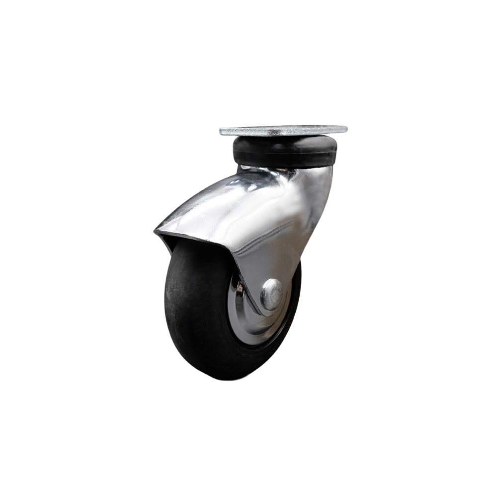 3 Inch Swivel Caster Wheels for Furniture - Bright Chrome Hooded Neoprene Rubber Wheel with Top Plate - Casters for Coffee Tables and Ottomans - 110 lbs. Per Caster - Service Caster Brand — photo 1