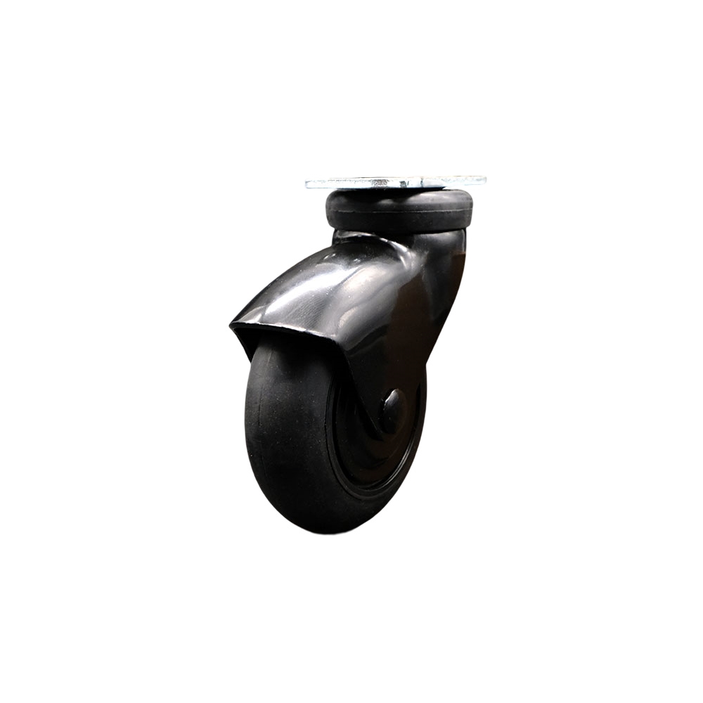 3 Inch Swivel Caster Wheels for Furniture - Black Hooded Neoprene Rubber Wheel with Top Plate - Casters for Coffee Tables and Ottomans - 110 lbs. Per Caster - Service Caster Brand — photo 1