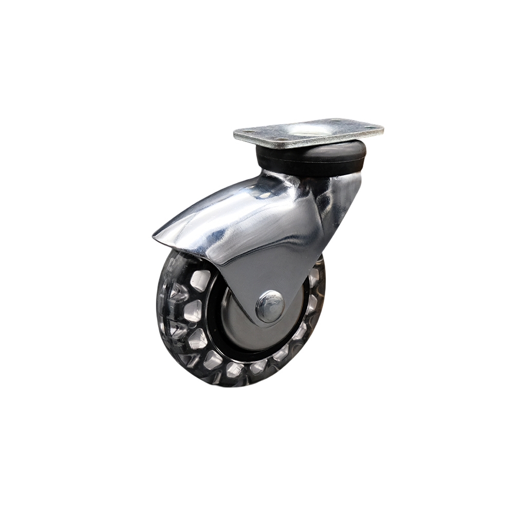 3 Inch Swivel Caster Wheels for Furniture – Bright Chrome Hooded Polyurethane Wheel with Top Plate - Casters for Coffee Tables and Ottomans - 120 lbs. Per Caster - Service Caster Brand — photo 1