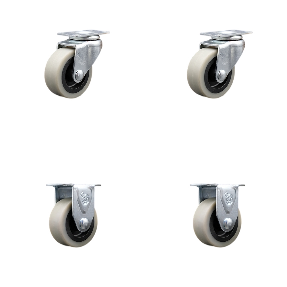 2 Inch Swivel Top Plate Thermoplastic Rubber Casters Set of 4 - Includes 2 Swivel Casters and 2 Rigid Casters - 320 lbs. Total Capacity - Service Caster Brand — photo 1
