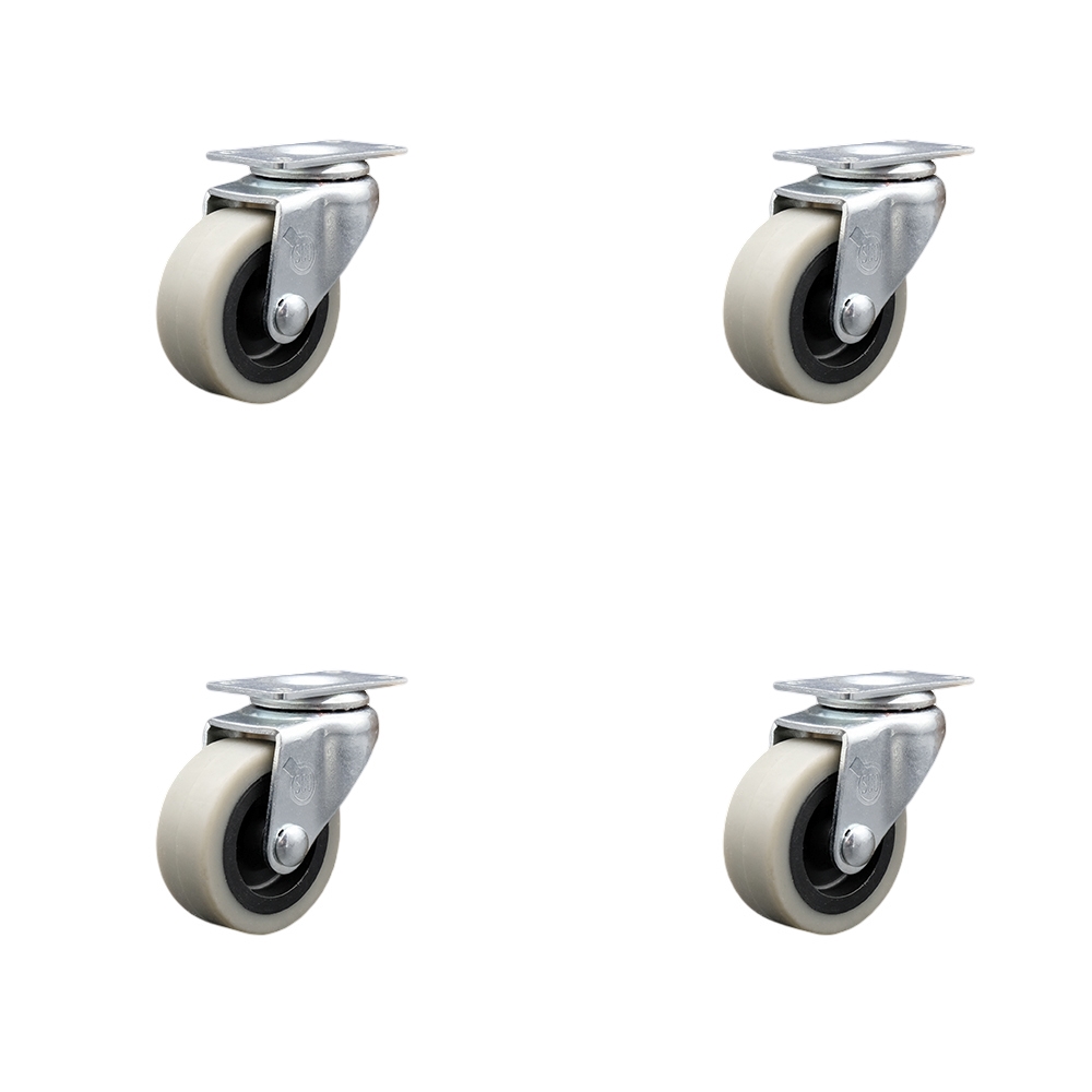 2 Inch Swivel Thermoplastic Rubber Caster Wheels with Top Plate - 320 lbs. Total Capacity - Set of 4 - Service Caster Brand — photo 1