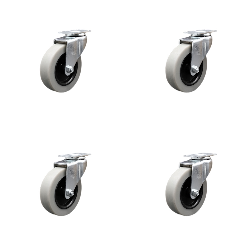 3 Inch Swivel Thermoplastic Rubber Caster Wheels with 1-3/16 Inch by 2 Inch Overall Top Plate - 440 lbs. Total Capacity - Set of 4 - Service Caster Brand — photo 1