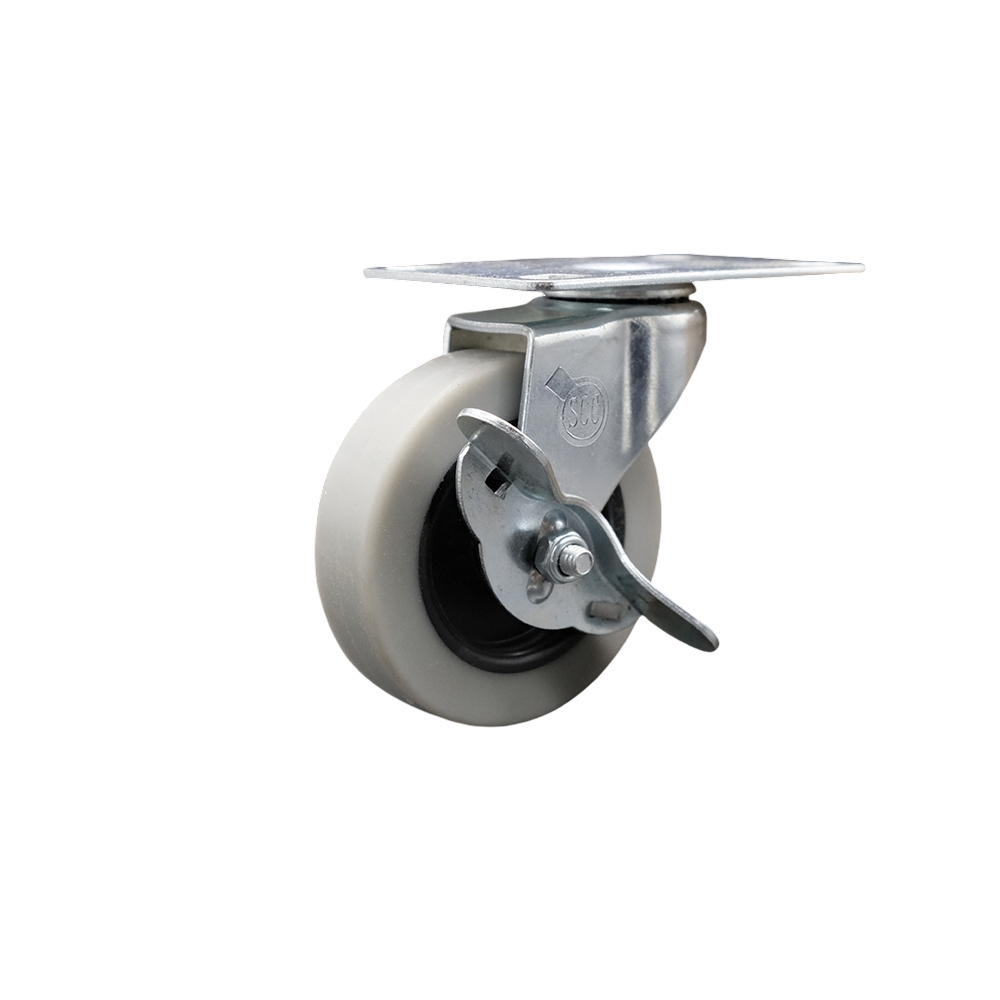 3 Inch Swivel Thermoplastic Rubber Caster Wheel with 2-3/8 Inch by 3-5/8 Inch Overall Top Plate and Brake - 110 lbs. Per Caster - Service Caster Brand — photo 1