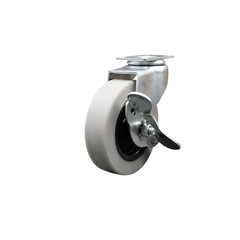 Service Caster Brand Replacement for Colson Caster 1.03066.441 BRK3 - 3 Inch Swivel Thermoplastic Rubber Caster Wheel with 1-3/16 Inch by 2 Inch Overall Top Plate and Brake - 110 lbs. Per Caster — photo 1