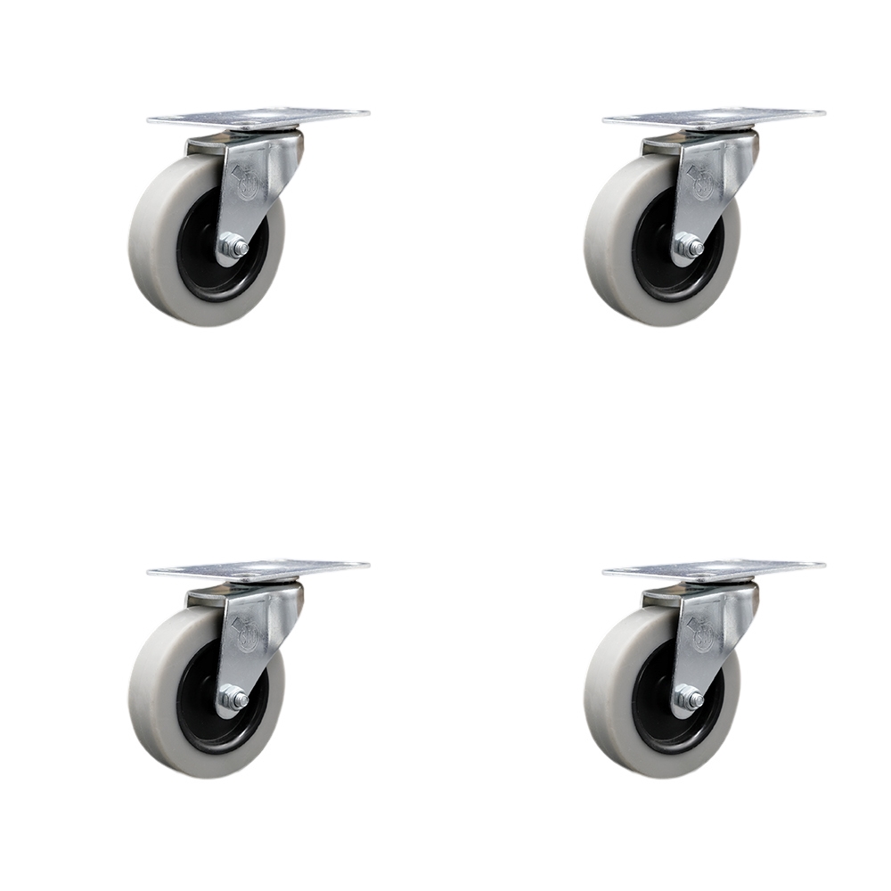 3 Inch Swivel Thermoplastic Rubber Caster Wheels with 2-3/8 Inch by 3-5/8 Inch Overall Top Plate - 440 lbs. Total Capacity - Set of 4 - Service Caster Brand — photo 1