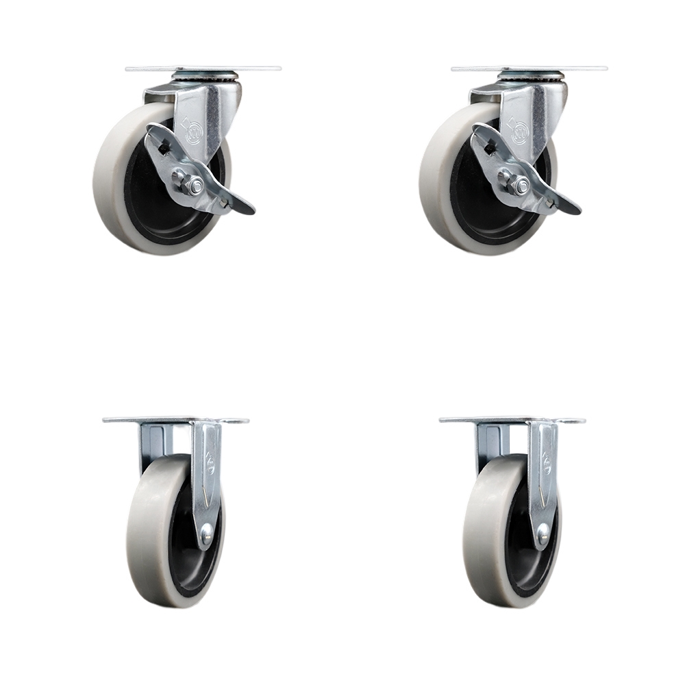 7734L1 FG7734L10000 Rubbermaid Mobile Work Center 7734-88 Replacement Caster Set – Fits Rubbermaid Mobile Work Center 7734-88 – 2 Swivel with Side Lock Brakes and 2 Rigid Casters -Service Caster Brand — photo 1