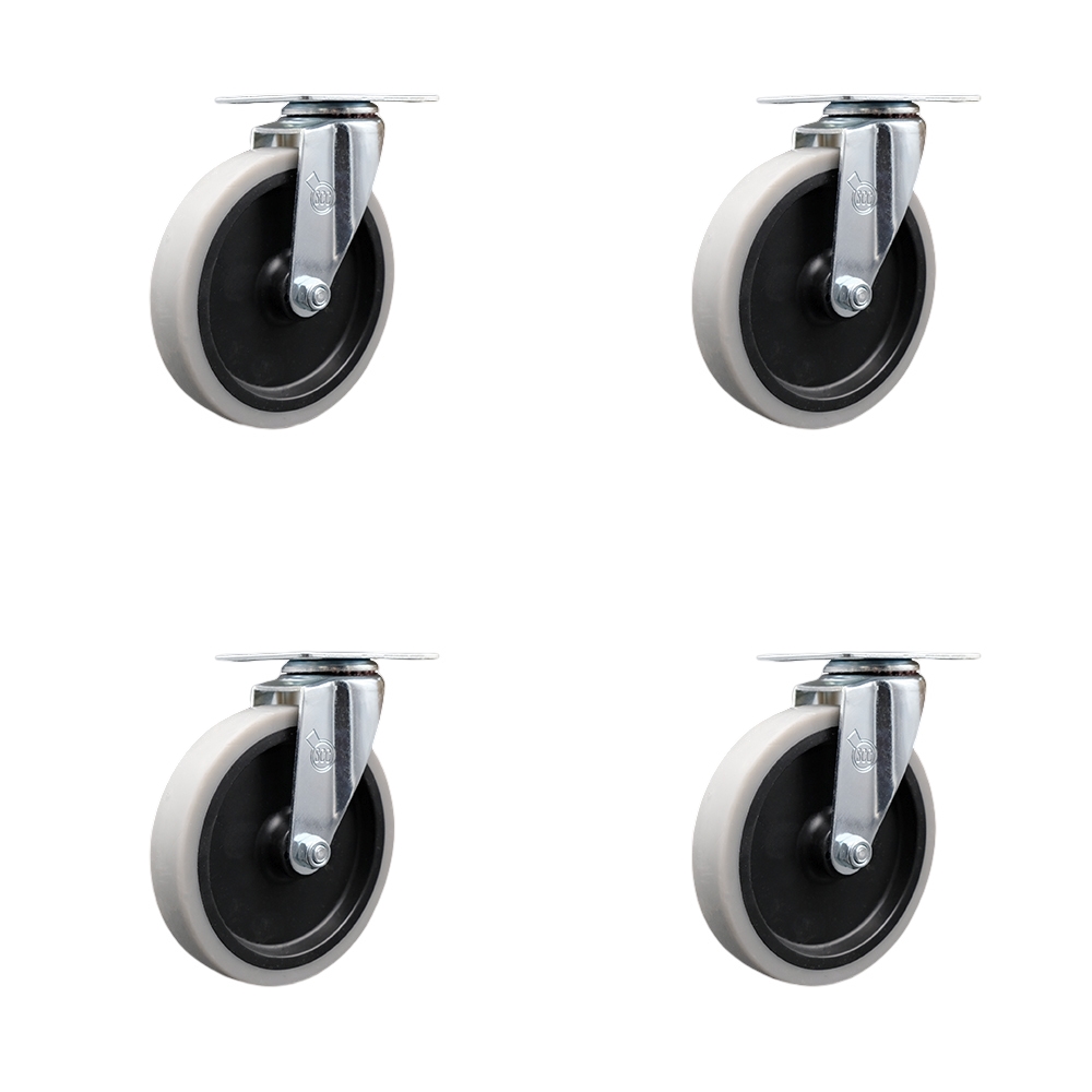 5 Inch Swivel Thermoplastic Rubber Caster Wheels with Top Plate - 520 lbs. Total Capacity - Set of 4 - Service Caster Brand — photo 1