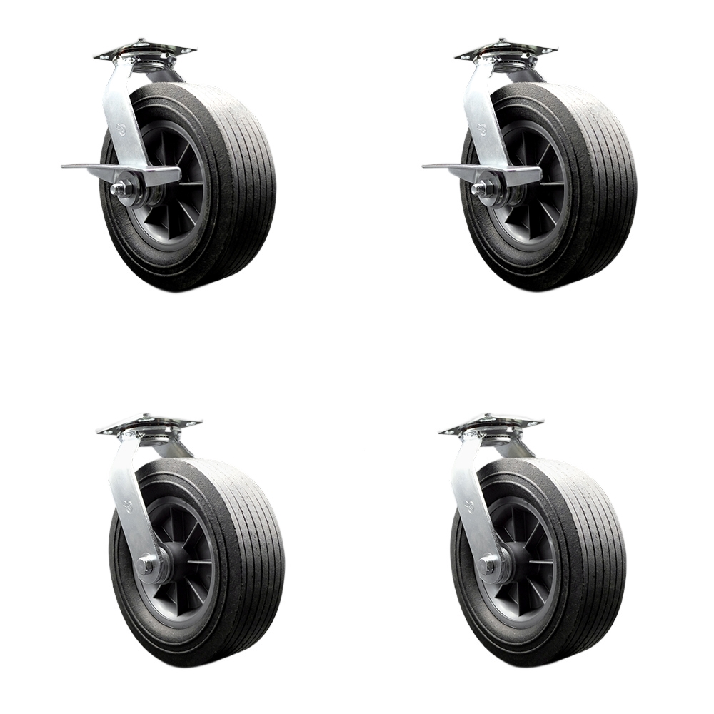 CST10 Greenlee Cart Caster Set – MA6065 GMX Material Cart – Includes 2 Swivel Casters with Brakes & Bolt-On Swivel Locks & 2 Swivel Casters with Bolt-On Swivel Locks - Set of 4 - Service Caster Brand — photo 1