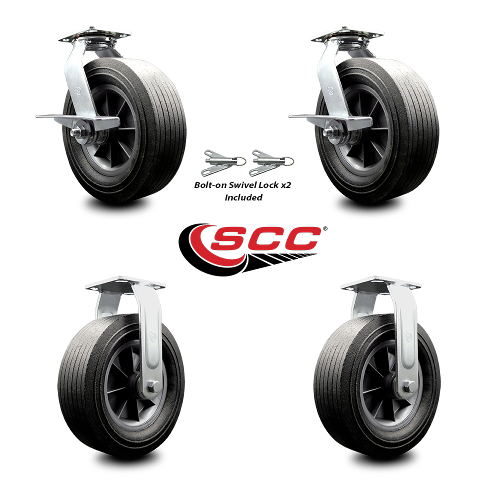 CST10 Greenlee GMX Cart Caster Set – MA6065 GMX Material Cart - Heavy Duty Replacement – Includes 2 Swivel Casters with Brakes & Bolt-On Swivel Locks & 2 Rigid Casters - Set of 4 -Service Caster Brand — photo 1