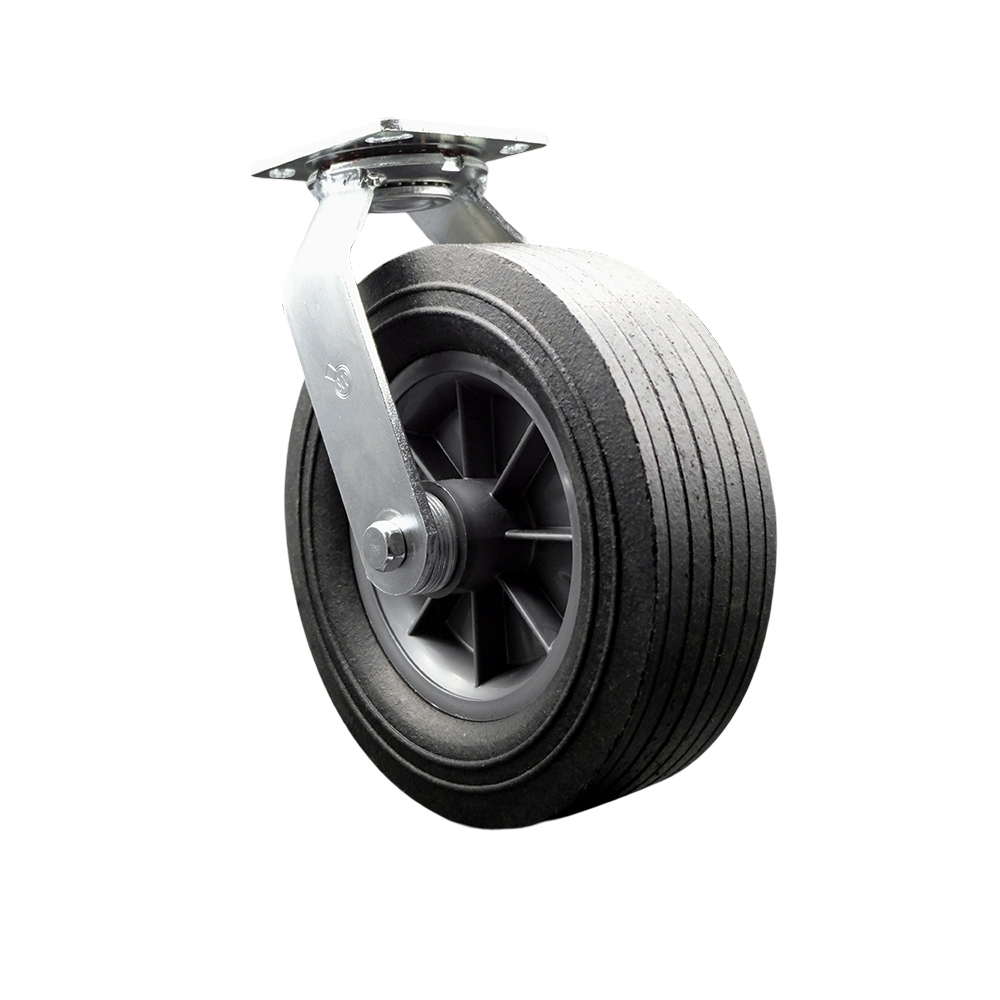 10 Inch Swivel Semi Pneumatic Caster - Black Solid Rubber Wheel - Heavy Duty Caster - 650 lbs. Capacity/Caster - Service Caster Brand — photo 1