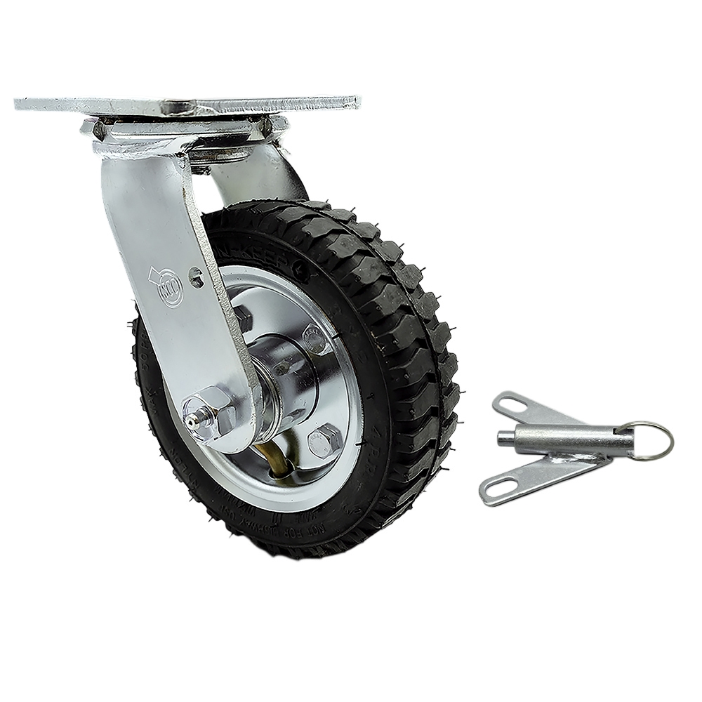 6 Inch Swivel Pneumatic Caster - Black Rubber Wheel and Bolt on Swivel Lock - Heavy Duty Caster - 250 lbs. Capacity/Caster - Service Caster Brand — photo 1
