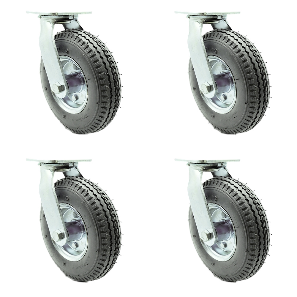 8 Inch Swivel Pneumatic Casters Set of 4 - Gray Rubber Wheels - Includes 4 Swivel - Heavy Duty Casters - 1,200 lbs. Total Capacity - Service Caster Brand — photo 1