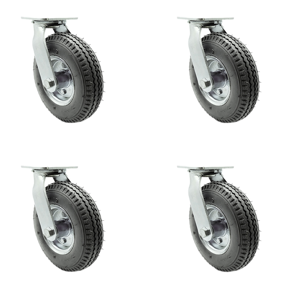 8 Inch Swivel Pneumatic Casters Set of 4 - Gray Rubber Wheels - Includes 4 Swivel with Bolt on Swivel Locks - Heavy Duty Casters - 1,200 lbs. Total Capacity - Service Caster Brand — photo 1