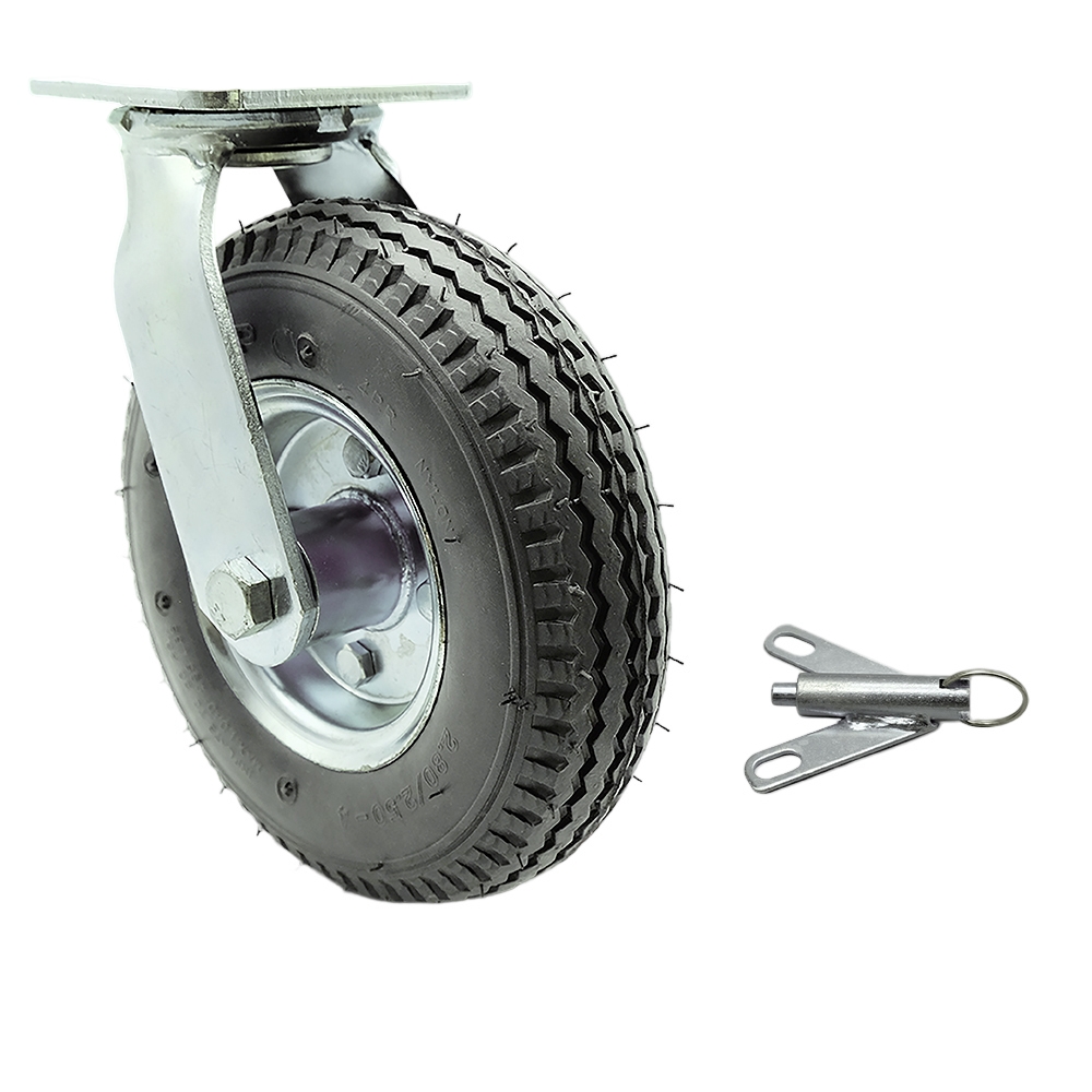 8 Inch Swivel Pneumatic Caster - Gray Rubber Wheel and Bolt on Swivel Lock - Heavy Duty Caster - 300 lbs. Capacity/Caster - Service Caster Brand — photo 1