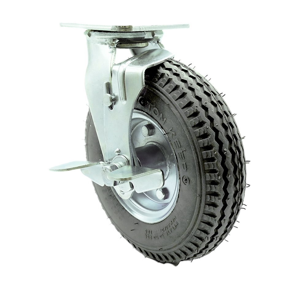 Service Caster Brand Replacement Caster for Uline Caster H-3328GR-SWB - Swivel Top Plate Caster with 8 Inch Gray Pneumatic Wheel and Top Lock Brake - Fits Platform Trucks and Utility Carts H-2505 — photo 1