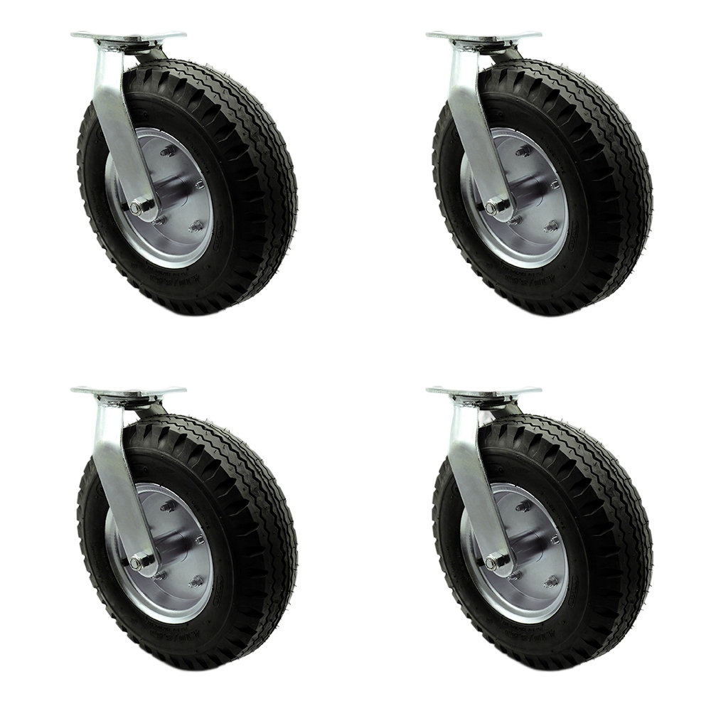 12 Inch Swivel Pneumatic Casters Set of 4 - Black Rubber Wheels - Includes 4 Swivel - Heavy Duty Casters - 1,800 lbs. Total Capacity - Service Caster Brand — photo 1