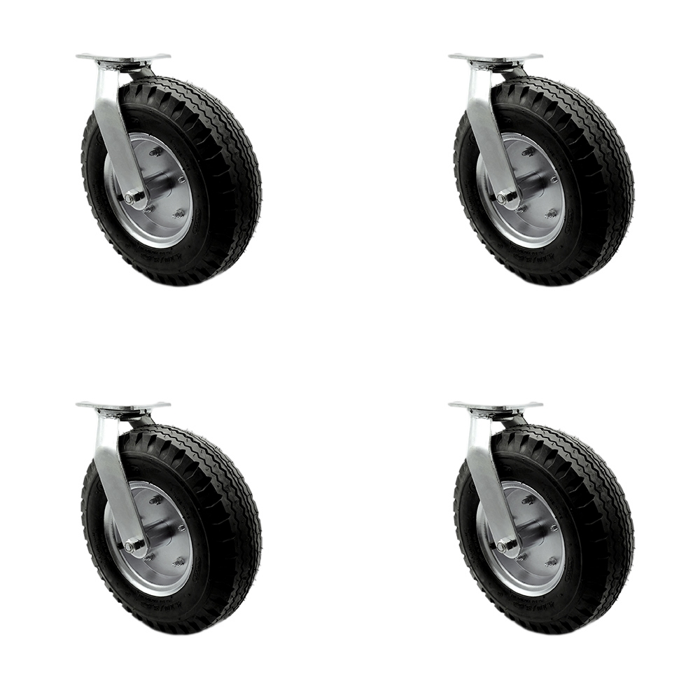 12 Inch Swivel Pneumatic Casters Set of 4 - Black Rubber Wheels - Includes 4 Swivel with Bolt on Swivel Locks - Heavy Duty Casters - 1,800 lbs. Total Capacity - Service Caster Brand — photo 1