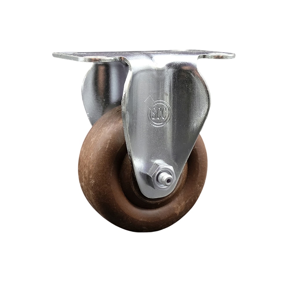 High Temperature Rigid Caster with 3 Inch High Temperature Glass Filled Nylon Wheel – 350 lbs. Capacity Per Caster – 4 Inch x 4-1/2 Inch Overall Top Plate – Service Caster Brand — photo 1