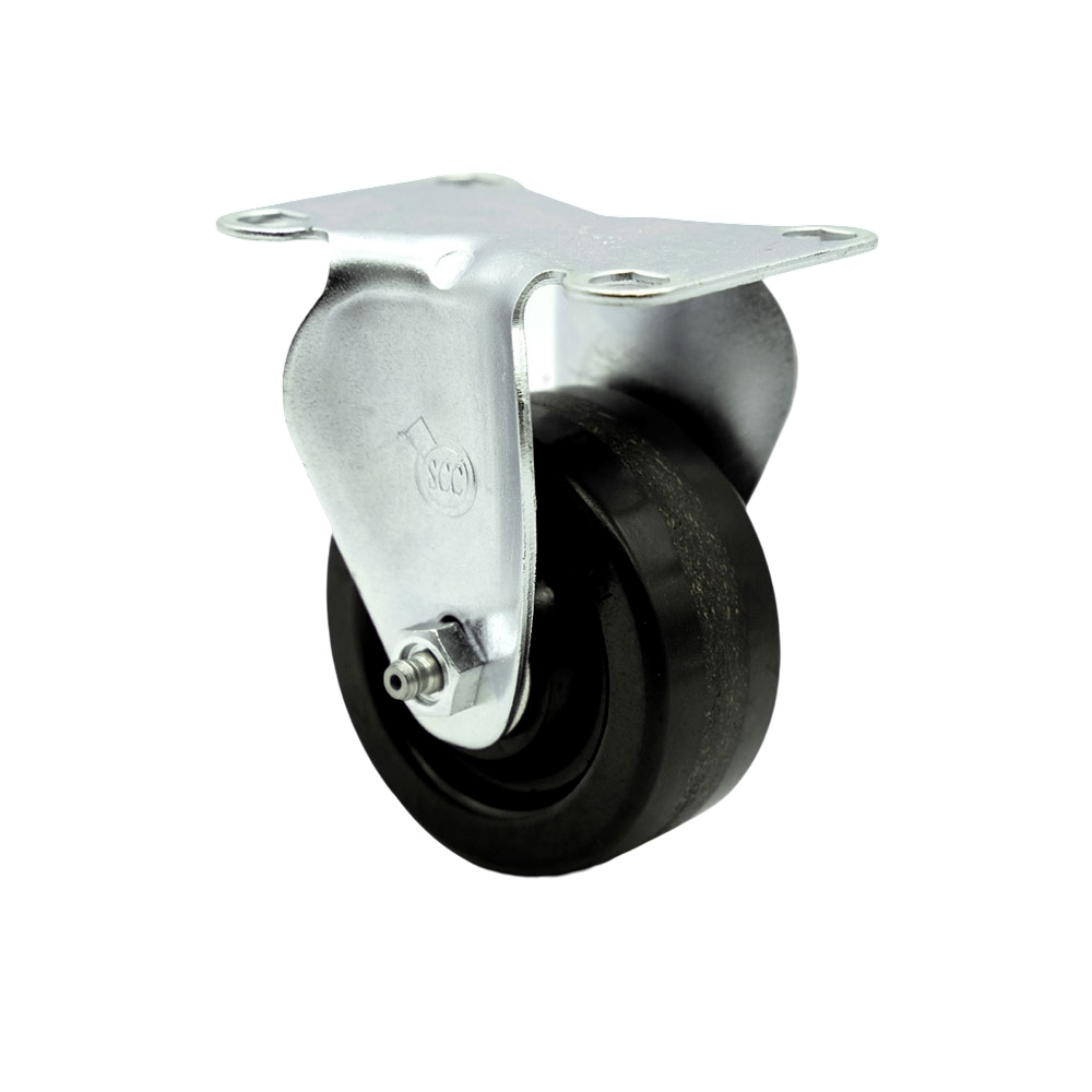 Rigid Caster with 3 Inch Phenolic Wheel with Roller Bearing – 300 lbs. Capacity Per Caster – 3-1/8 Inch x 4-1/8 Inch Overall Top Plate – Service Caster Brand — photo 1