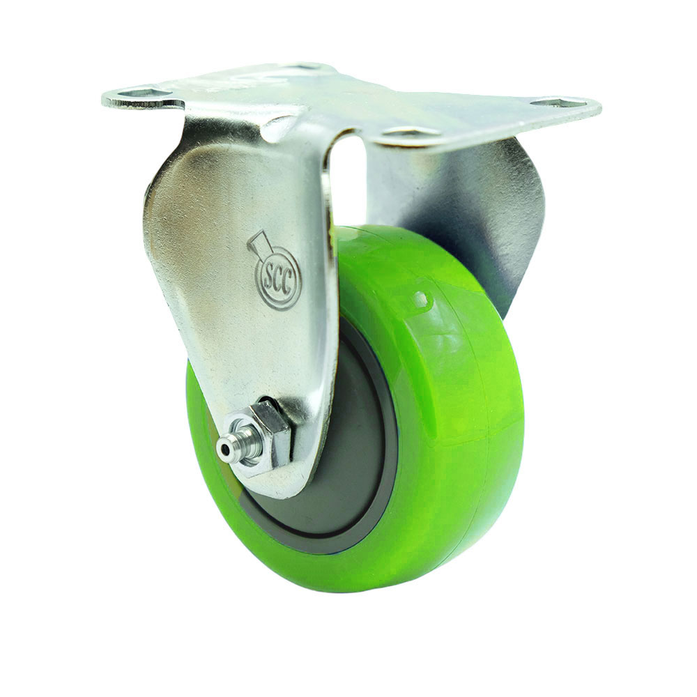 Service Caster Brand Replacement for Colson Caster 2.03308.92 MTG59 - Rigid Caster with 3 Inch Green Polyurethane Wheel - 3-1/8 Inch x 4-1/8 Inch Overall Top Plate - 300 lbs. Capacity Per Caster — photo 1